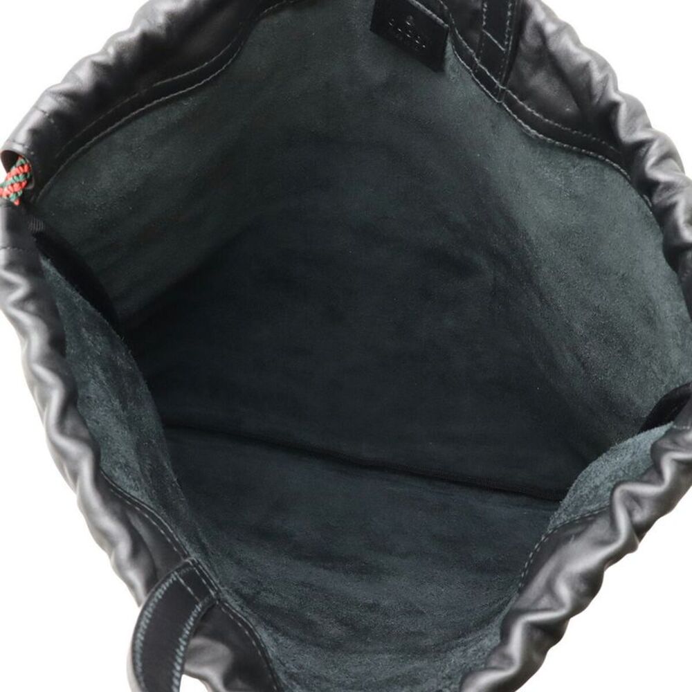 Gucci Leather Print Drawstring Backpack Black - image 5